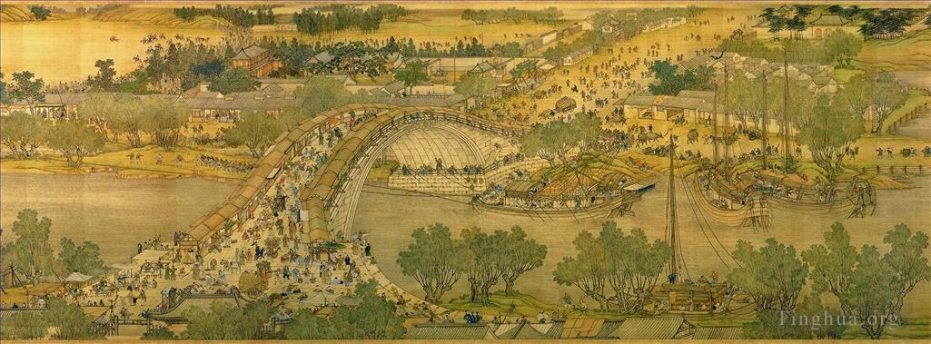 Along the River during the Qingming Festival - Chinese Treasure,  Traditional Chinese Painting in Hand Scroll Format