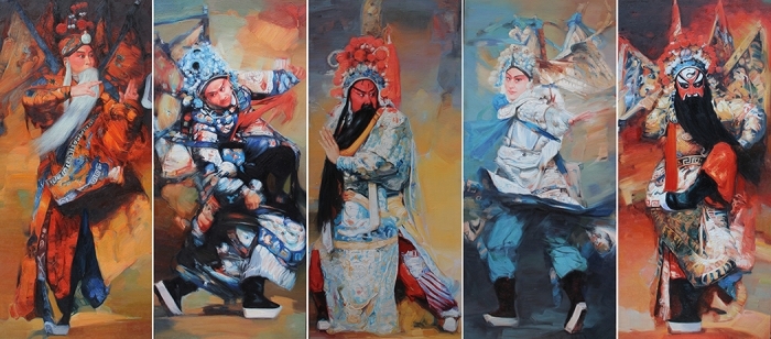 Singing Palette's Contemporary Oil Painting - Heroes of the Three Kingdoms:  Five Tiger Generals