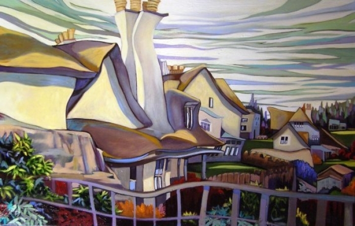 Dene Croft Gallery's Contemporary Oil Painting - City in Wind