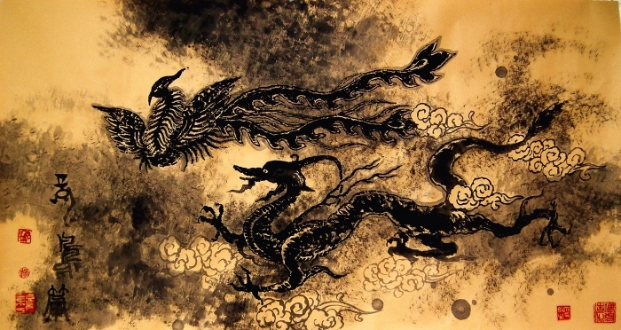Yang Xiyuan's Contemporary Chinese Painting - Dragon and Phoenix