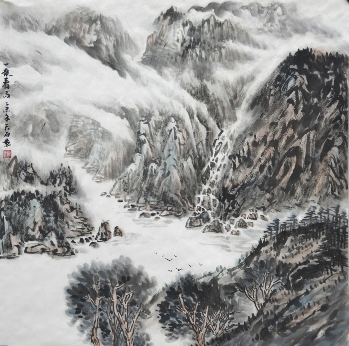 Liu Yuzhu's Contemporary Chinese Painting - Spring Rain at Night