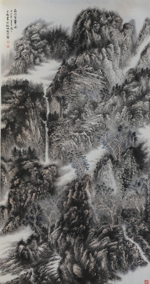 Contemporary Artwork by Liu Yuzhu - Green Autumn Mountain