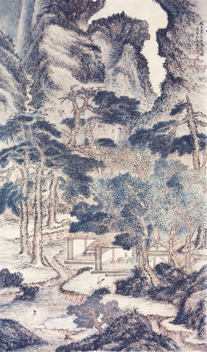 Hefeng Hall Gallery's Contemporary Chinese Painting - Hermits in Xishan Mount after Wang Meng
