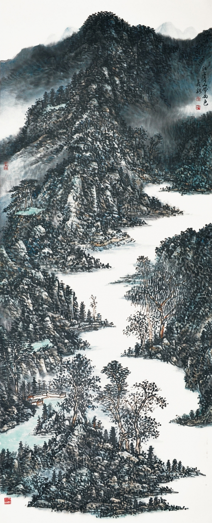 Hefeng Hall Gallery's Contemporary Chinese Painting - A Raining Day on the Mountain and River