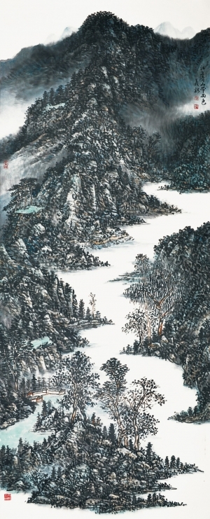 Contemporary Chinese Painting - A Raining Day on the Mountain and River