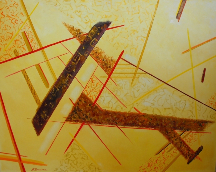 Natalia Browarnik's Contemporary Oil Painting - The Pyramid (Diptych)