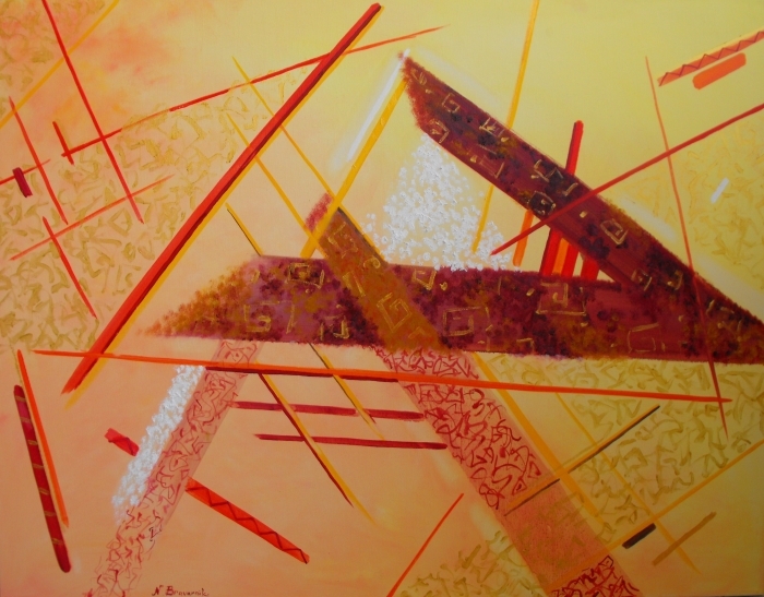 Natalia Browarnik's Contemporary Oil Painting - The Pyramid 2(Diptych)