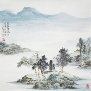 Contemporary Artwork by Hefeng Hall Gallery - Chinese Doufang Landscape