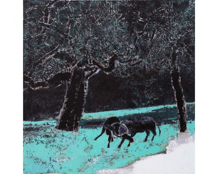 Wu Dingliu's Contemporary Various Paintings - Bull Fighting
