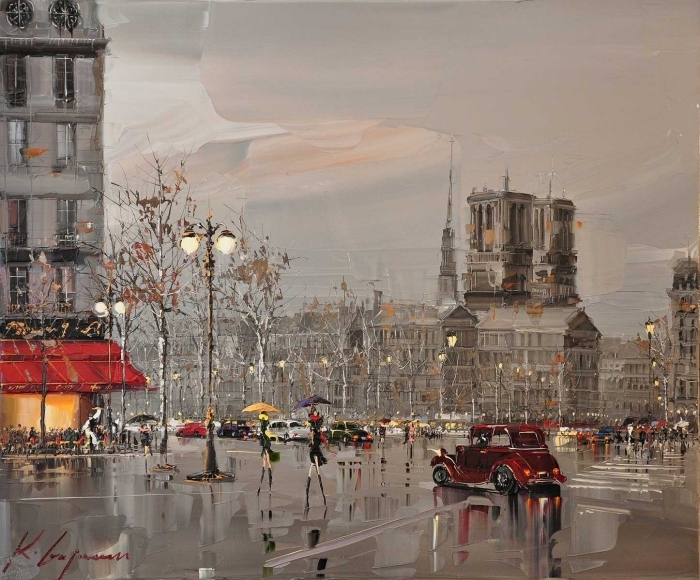 Kal Gajoum's Contemporary Oil Painting - Paris cityscape
