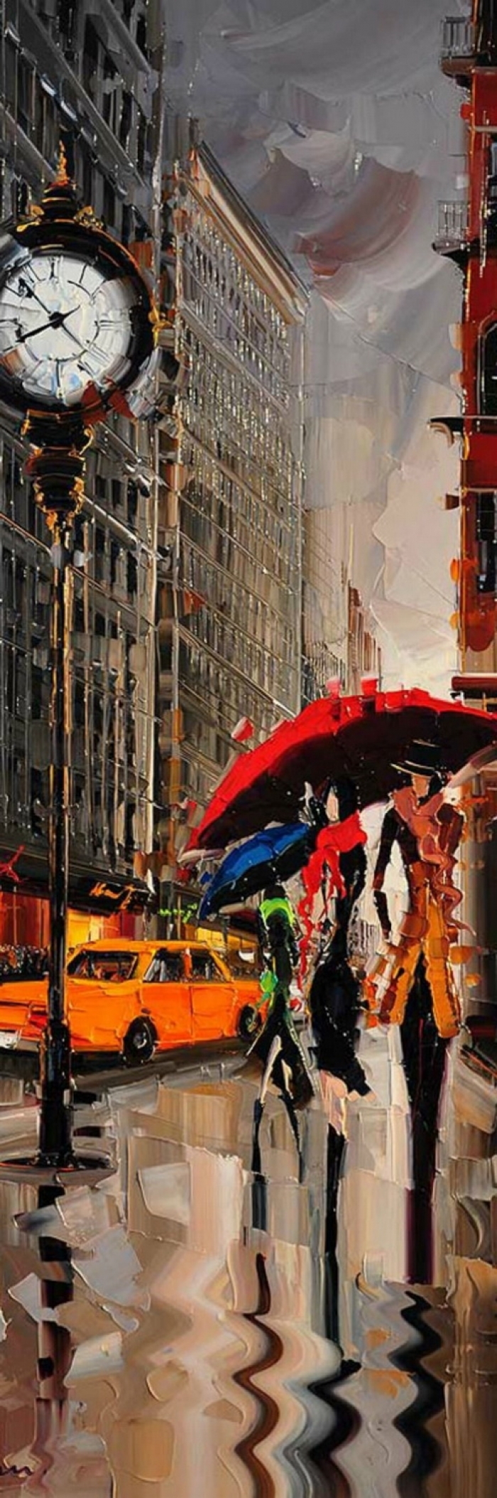 Kal Gajoum's Contemporary Oil Painting - Red Umbrella
