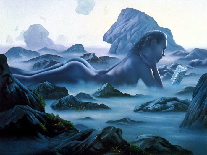 Jim Warren's Contemporary Oil Painting - nude of mountain