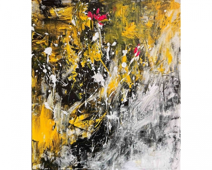 Alice McNeil's Contemporary Oil Painting - Black White Yellow