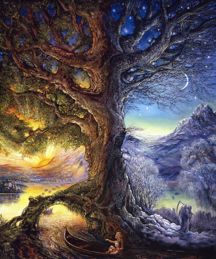 Kinuko Y. Craft's Contemporary Oil Painting - tree of time river of life   
