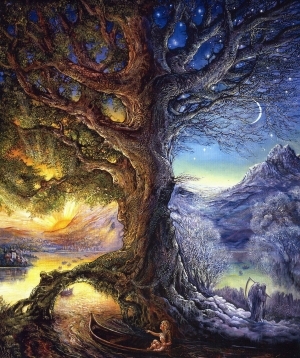 Contemporary Artwork by Kinuko Y. Craft - tree of time river of life   