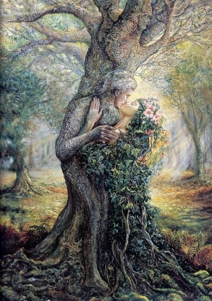 Contemporary Oil Painting - the dryad and the tree spirit