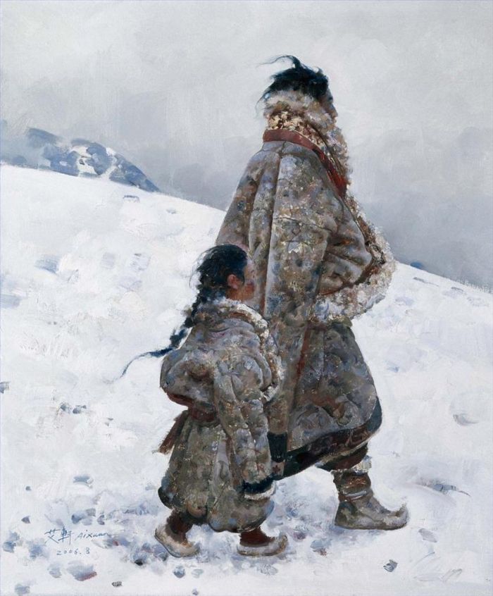 Ai Xuan's Contemporary Oil Painting - Father and Daughter