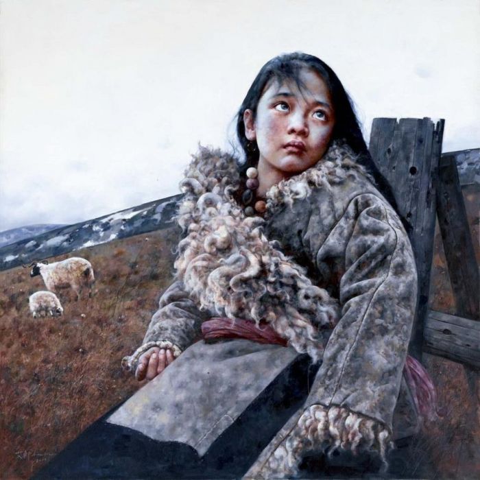 Ai Xuan's Contemporary Oil Painting - Shepherdess