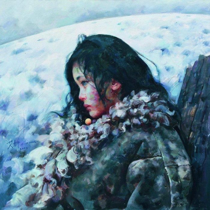 Ai Xuan's Contemporary Oil Painting - Snow was still falling quietly