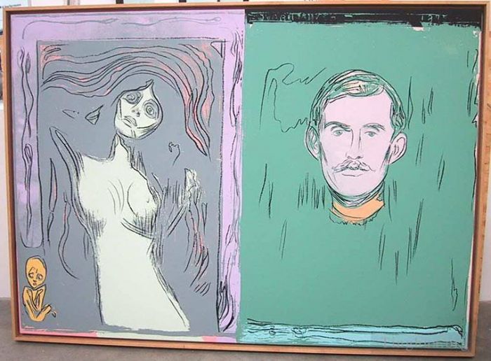 Andy Warhol's Contemporary Various Paintings - Madonna And Self Portrait With Skeleton s Arm after Munch