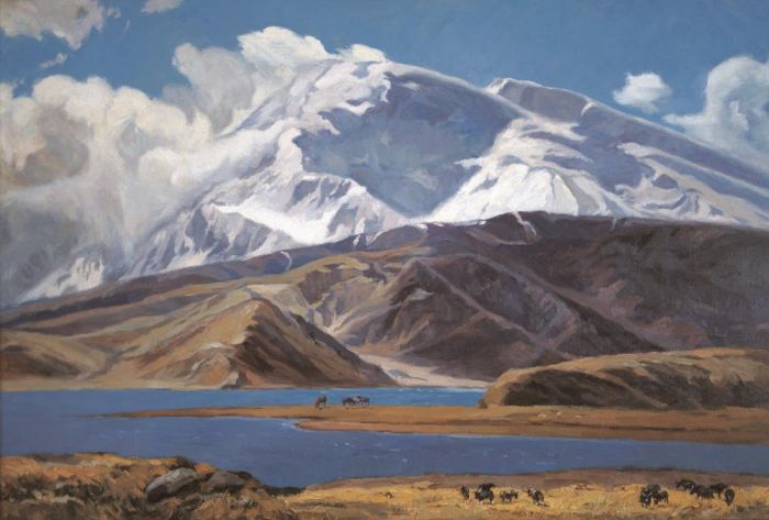 Bai Renhai's Contemporary Oil Painting - Muztagata Mountains