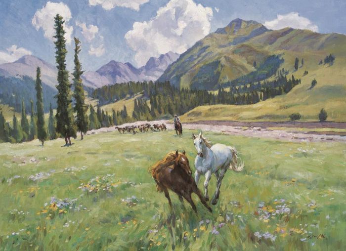 Bai Renhai's Contemporary Oil Painting - Nalati Pasture