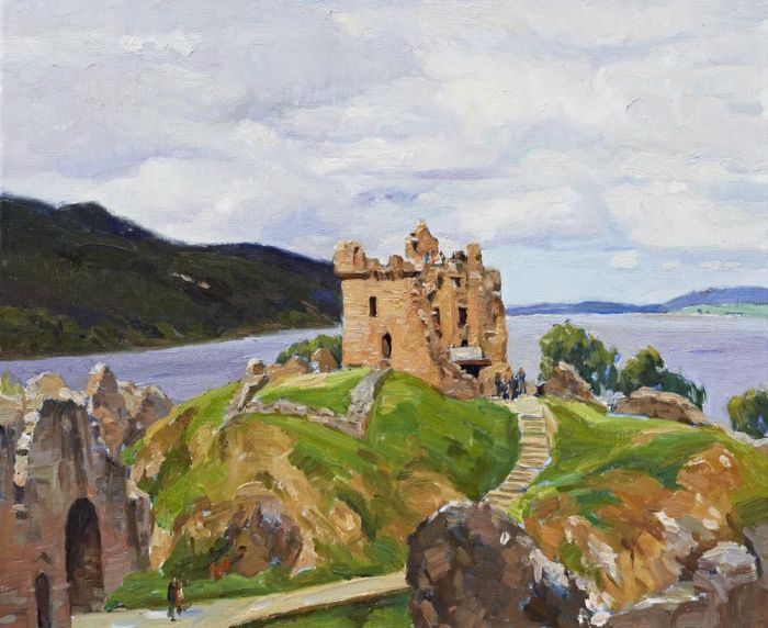 Bai Renhai's Contemporary Oil Painting - Urquhart Castle Ruins
