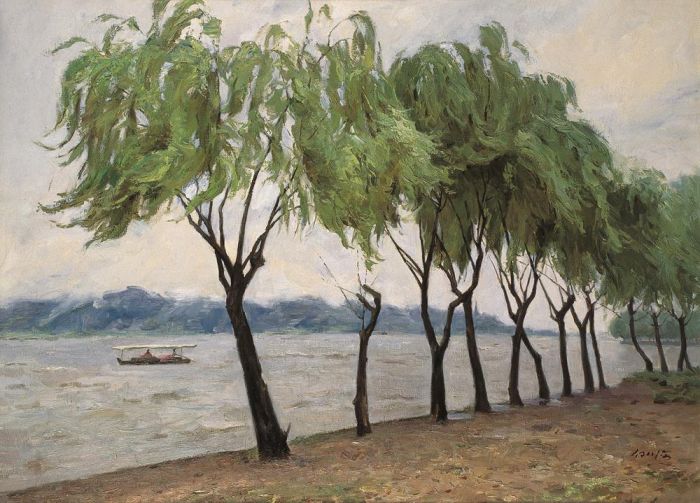 Bai Renhai's Contemporary Oil Painting - Wind in The West Lake