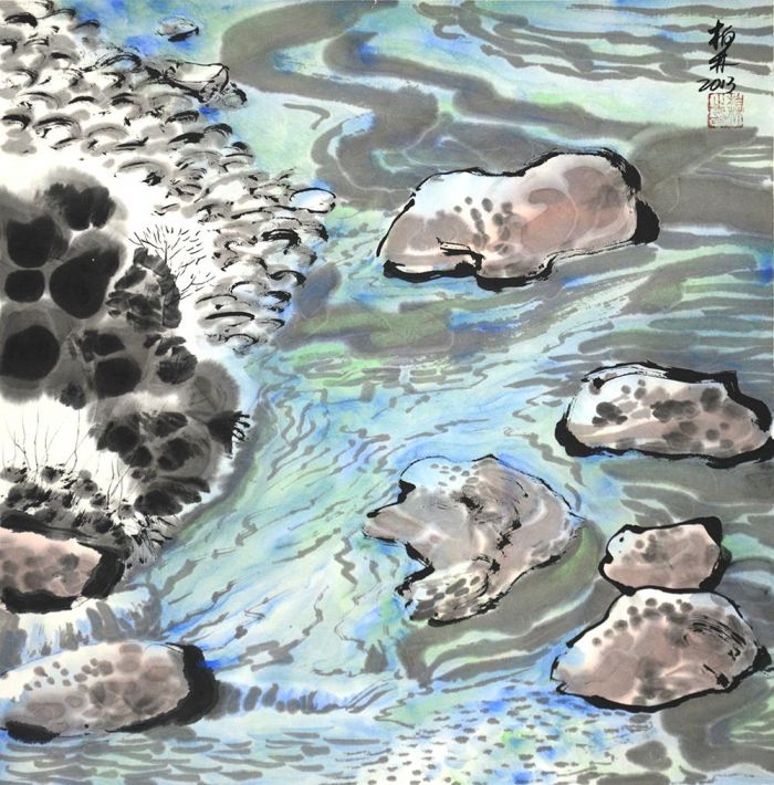 Bo Lin's Contemporary Chinese Painting - Looking For The Source of Water Landscape 2