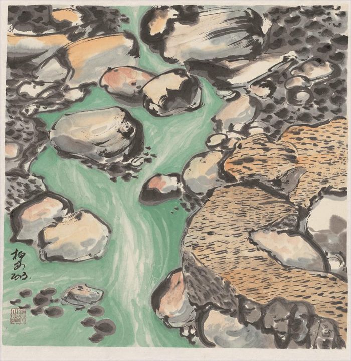 Bo Lin's Contemporary Chinese Painting - Looking For The Source of Water Landscape