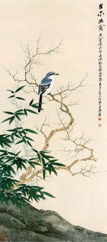 Chang Dai-chien's Contemporary Chinese Painting - Bird in Spring