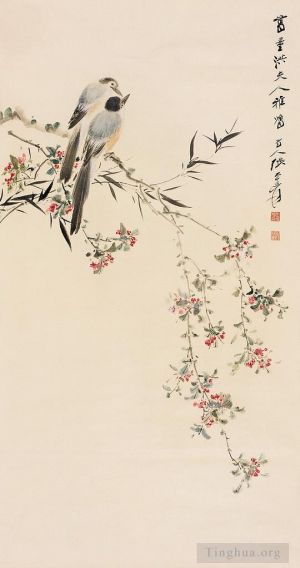 Contemporary Chinese Painting - Birds on floral branches