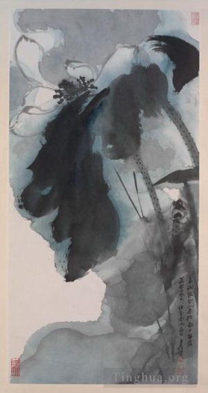 Contemporary Artwork by Chang Dai-chien - Lotus 1965