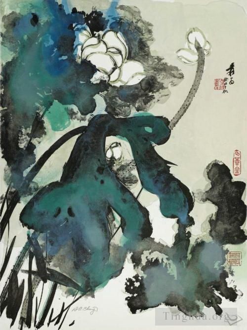 Chang Dai-chien's Contemporary Chinese Painting - Lotus 1973