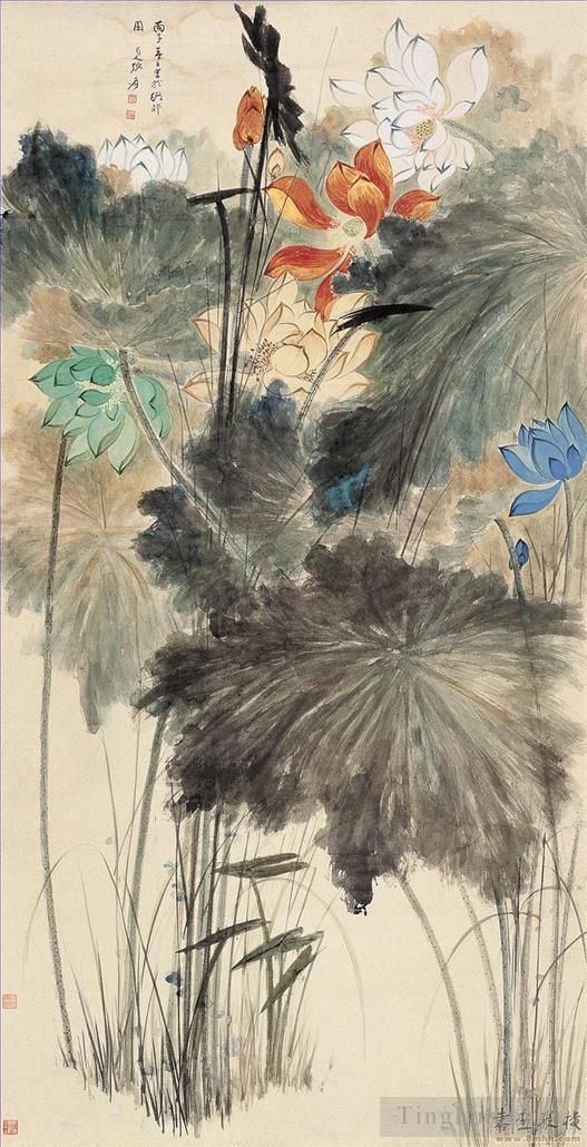Chang Dai-chien's Contemporary Chinese Painting - Lotus 24