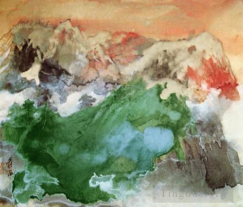 Chang Dai-chien's Contemporary Chinese Painting - Mist at dawn 1974