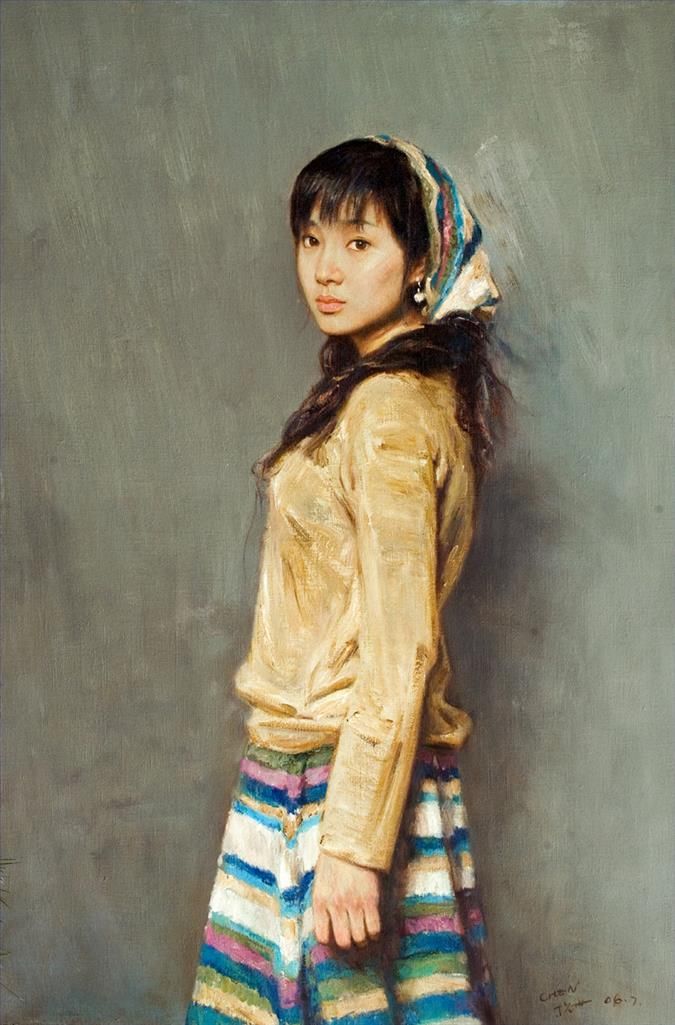 Chen Hongqing's Contemporary Oil Painting - Looking Back