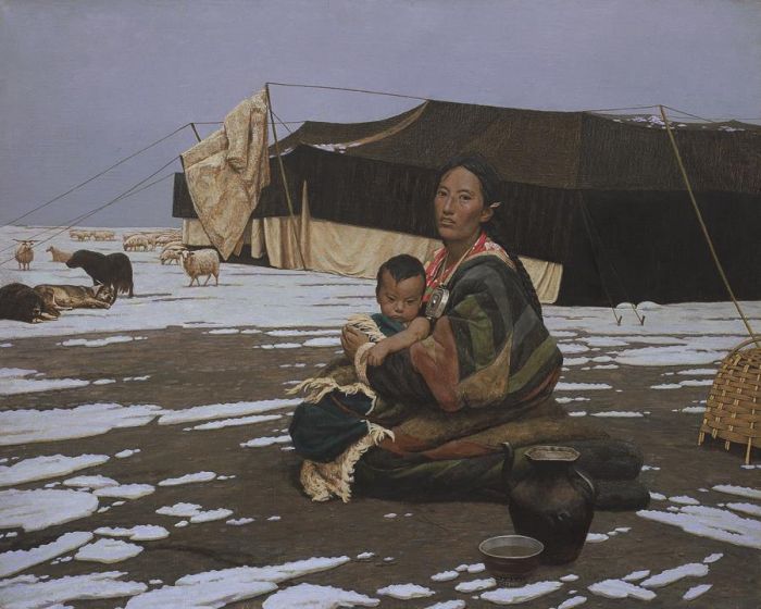 Chen Ning's Contemporary Oil Painting - Snowing For A Winter