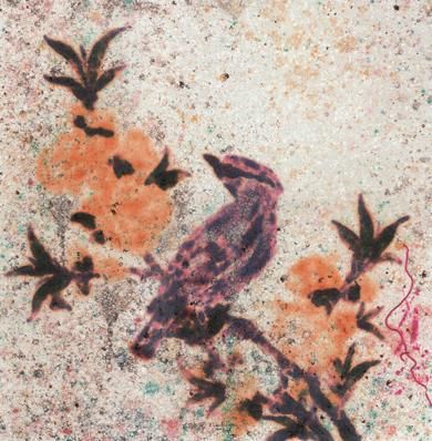 Chen Qiangge's Contemporary Oil Painting - Re Creation Song Dynasty Anonymity Peach and Bird