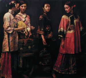 Contemporary Artwork by Chen Yifei - Beauties for the Road 1988
