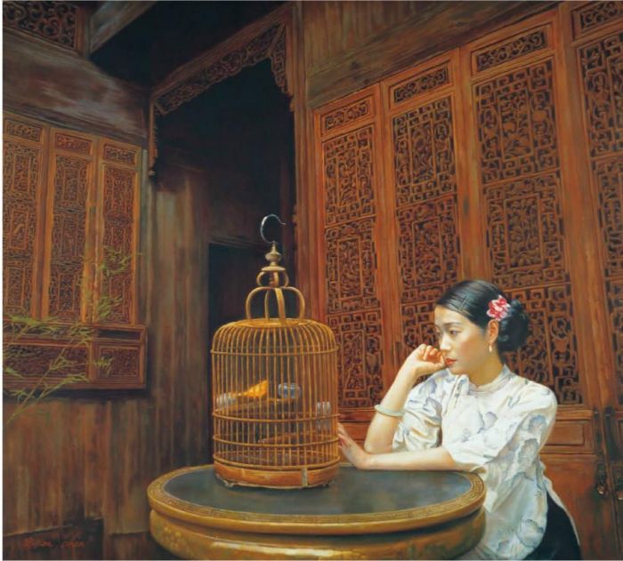 Chen Yifei's Contemporary Oil Painting - Canary