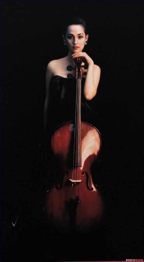 Chen Yifei's Contemporary Oil Painting - Cello Girl