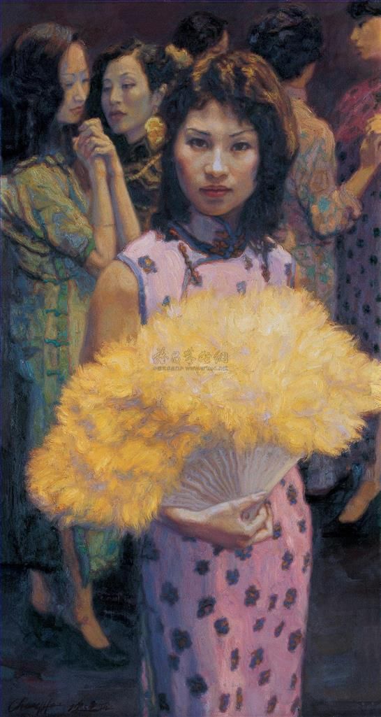 Chen Yifei's Contemporary Oil Painting - Dance of Fan