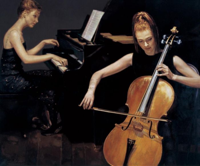 Chen Yifei's Contemporary Oil Painting - Duet 1989