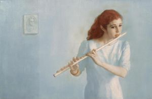 Contemporary Artwork by Chen Yifei - Female Flutist