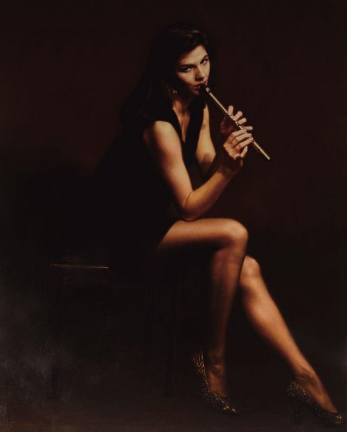 Chen Yifei's Contemporary Oil Painting - Female Piper