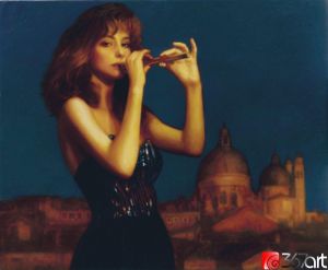 Contemporary Oil Painting - Fluting Lady