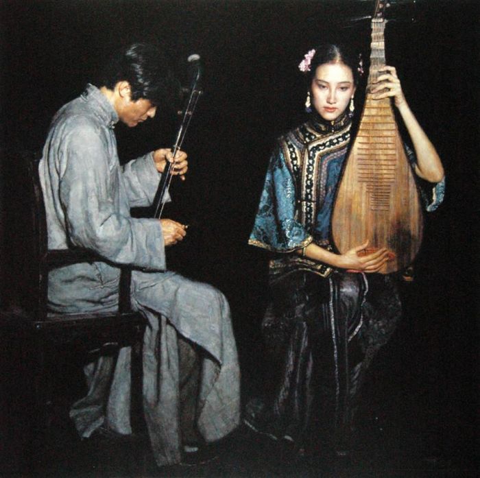 Chen Yifei's Contemporary Oil Painting - Love Song 1995