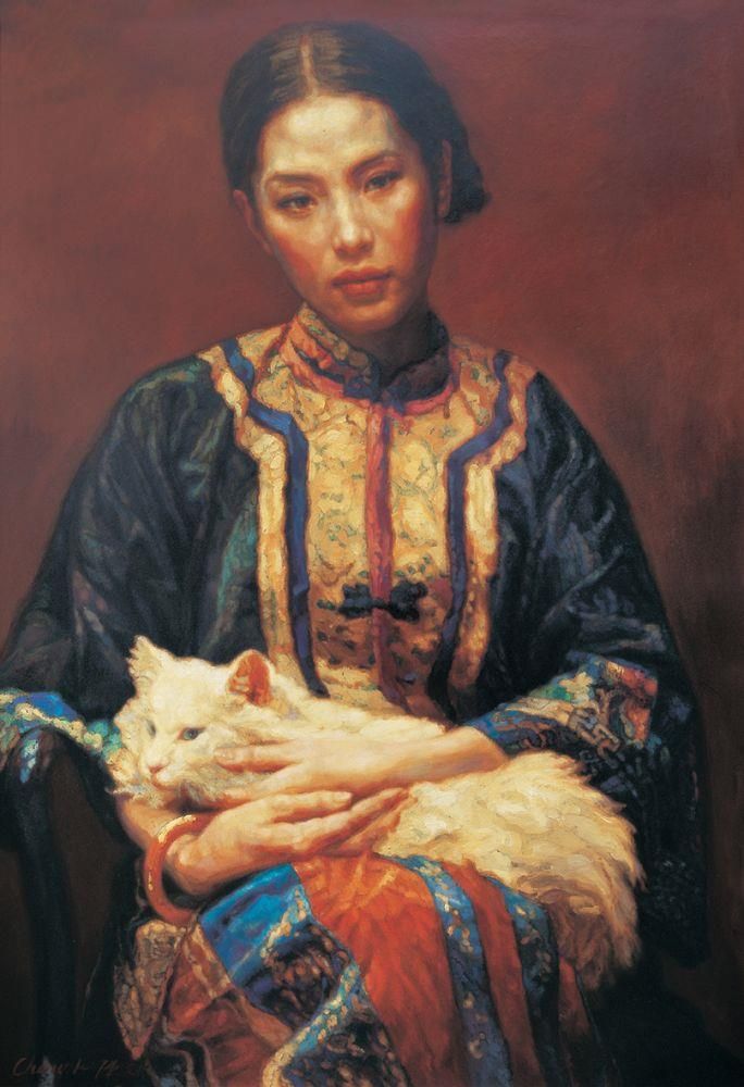 Chen Yifei's Contemporary Oil Painting - Meditation