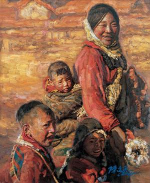 Contemporary Artwork by Chen Yifei - Mother and Children 2